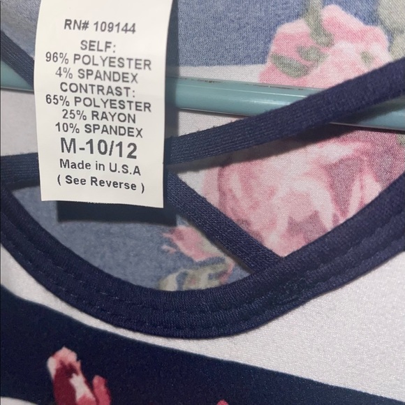 Maxi dress m-12/18 floral strip print dress - Picture 2 of 5